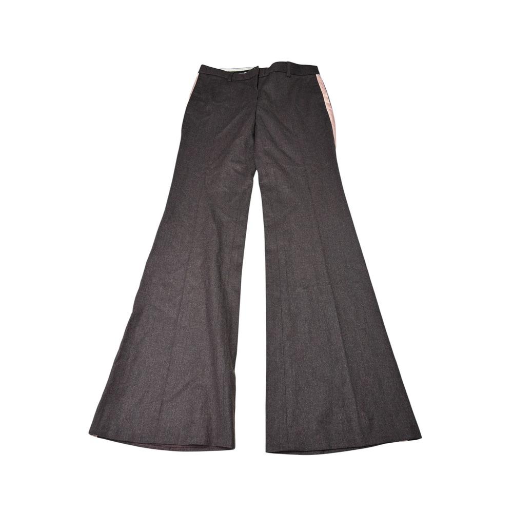 Theory Womens Wool Wide Leg Tuxedo Trousers Brown Side Stripe 0 W28 L32 USA
